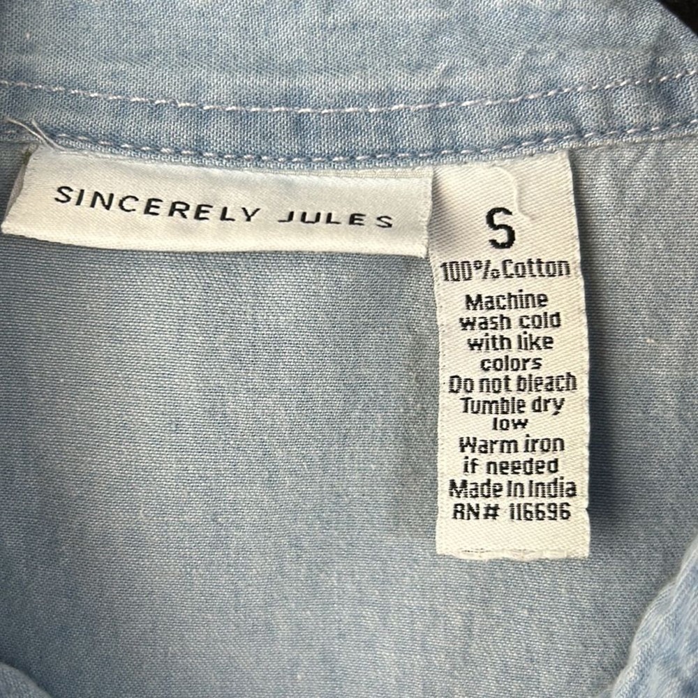 SINCERLY JULES Chambray Denim Utility Jumpsuit Size Small - Picture 4 of 7